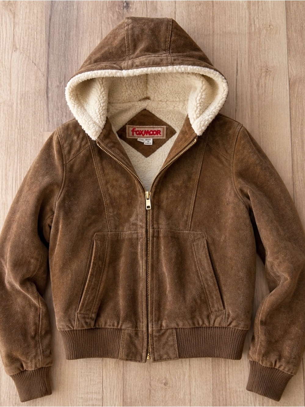 Vintage Foxmoor Women’s Genuine Suede Leather Sherpa Hooded Jacket XS